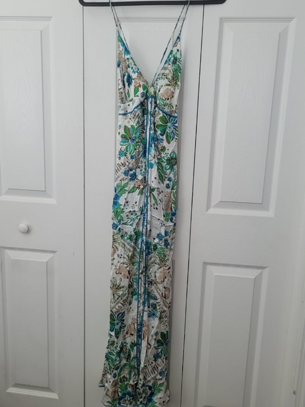 NWT POUPETTE ST. BARTH Long Dress Denise Blue Leo Foulard Size S